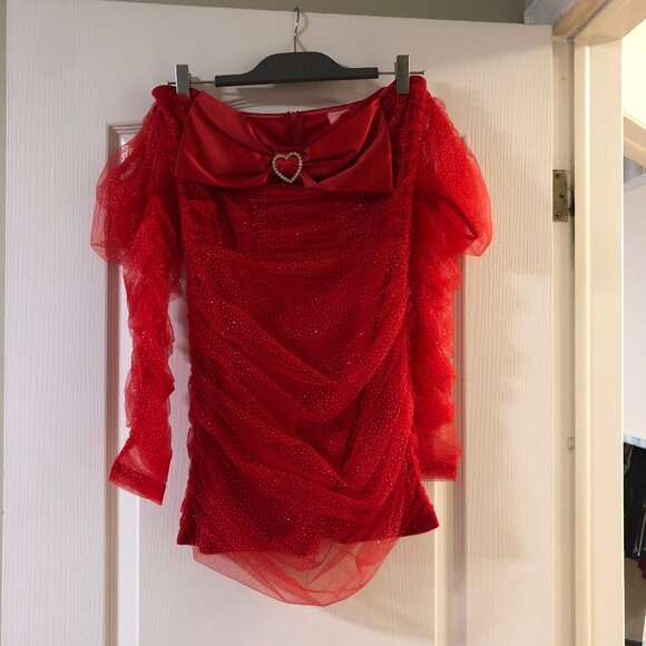 Dolls kill Love Permanent Plus One Mini Dress Red Glitter Medium Never Worn! - Picture 6 of 12
